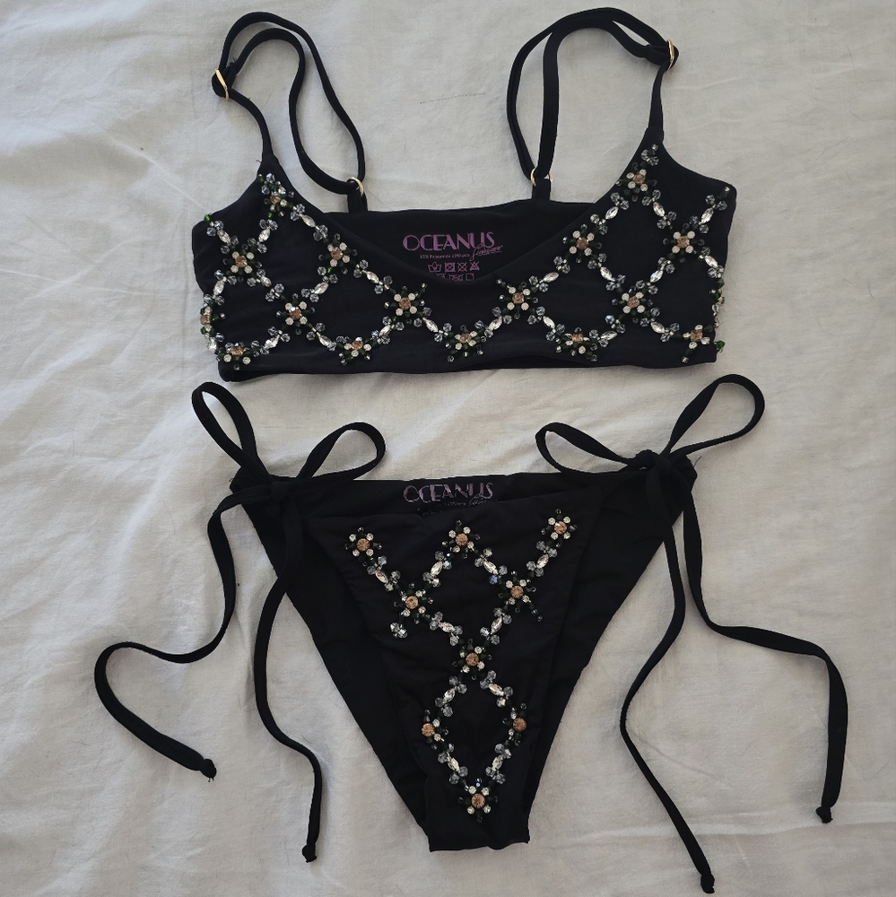 Oceanus Black Mary Beth Bikini XS